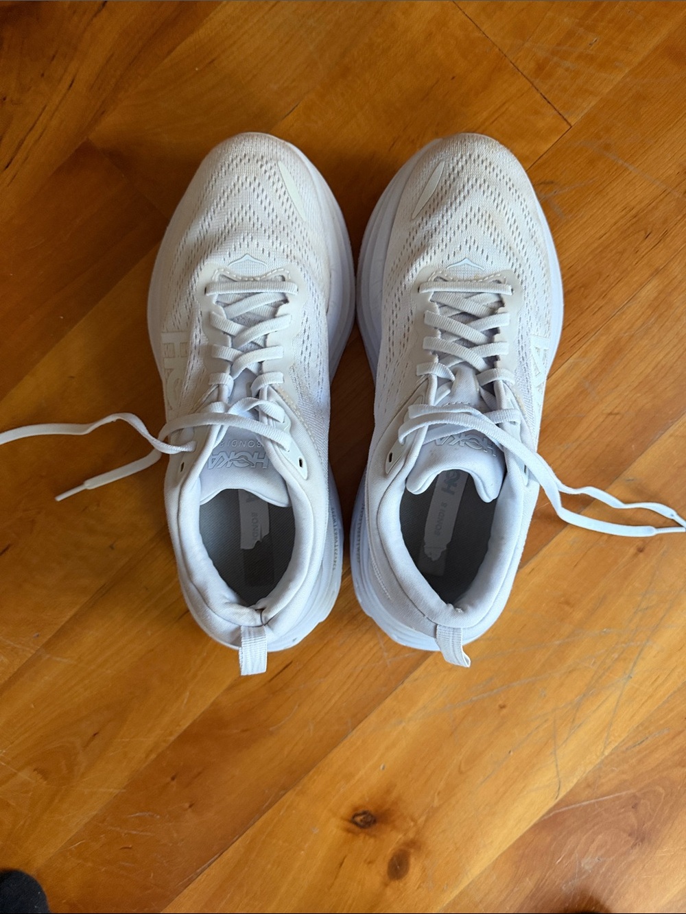 Hoka Bondi 8 White Cushioned Running Sneakers - Picture 4 of 13